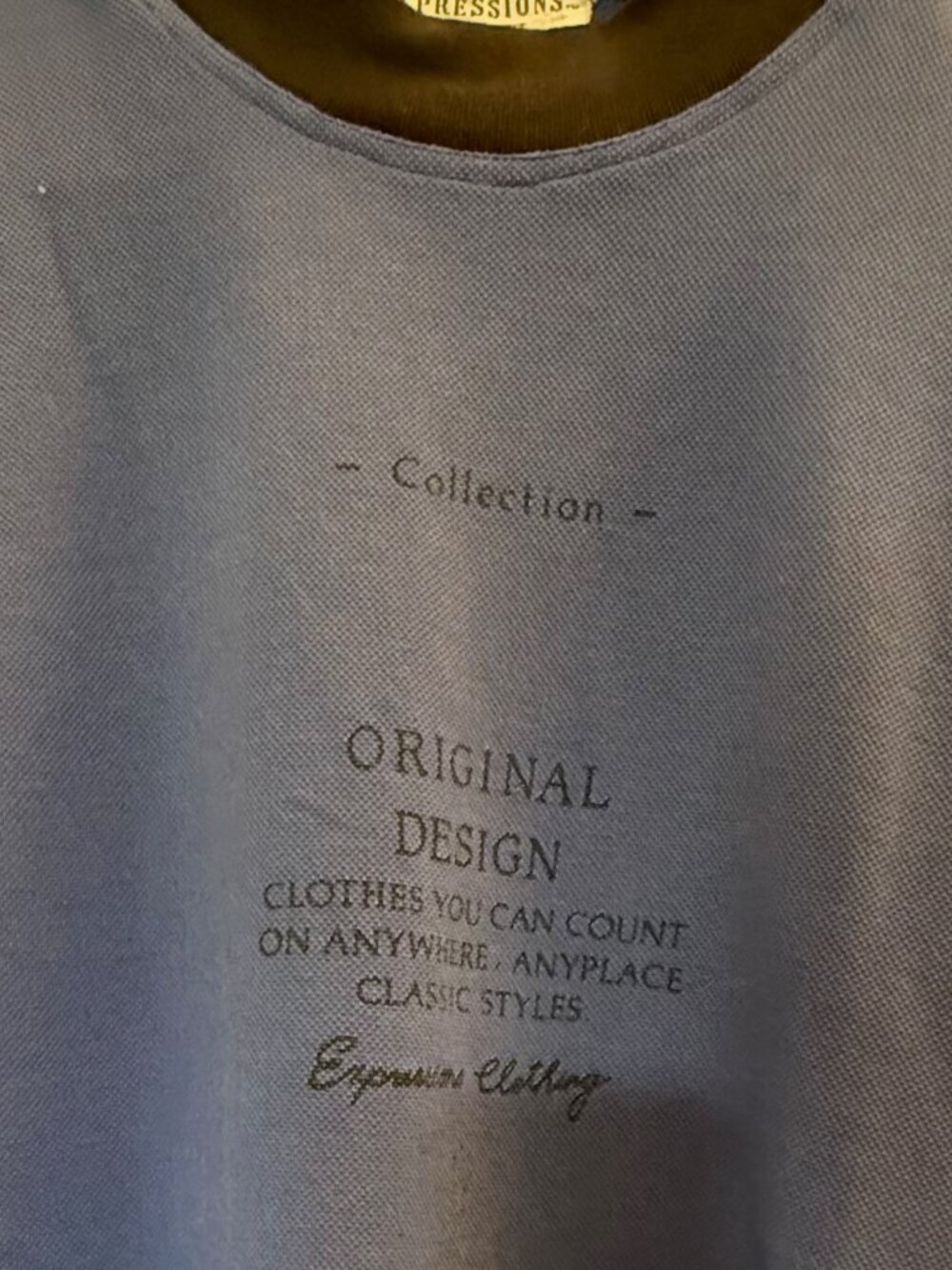 Expressions Men's L Blue Mock Neck Knit Shirt Retro Y2K Tonal Graphic